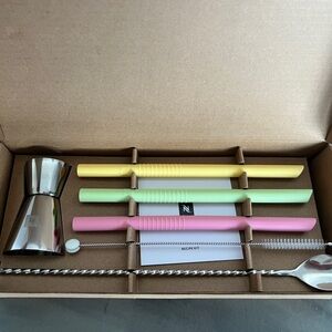 Nespresso Cocktail Kit with Pastel Straws - Brand New